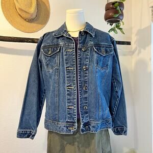 90's St. John's Bay Blue 100% Dark Wash Cotton Denim Boxy Jacket Size Medium